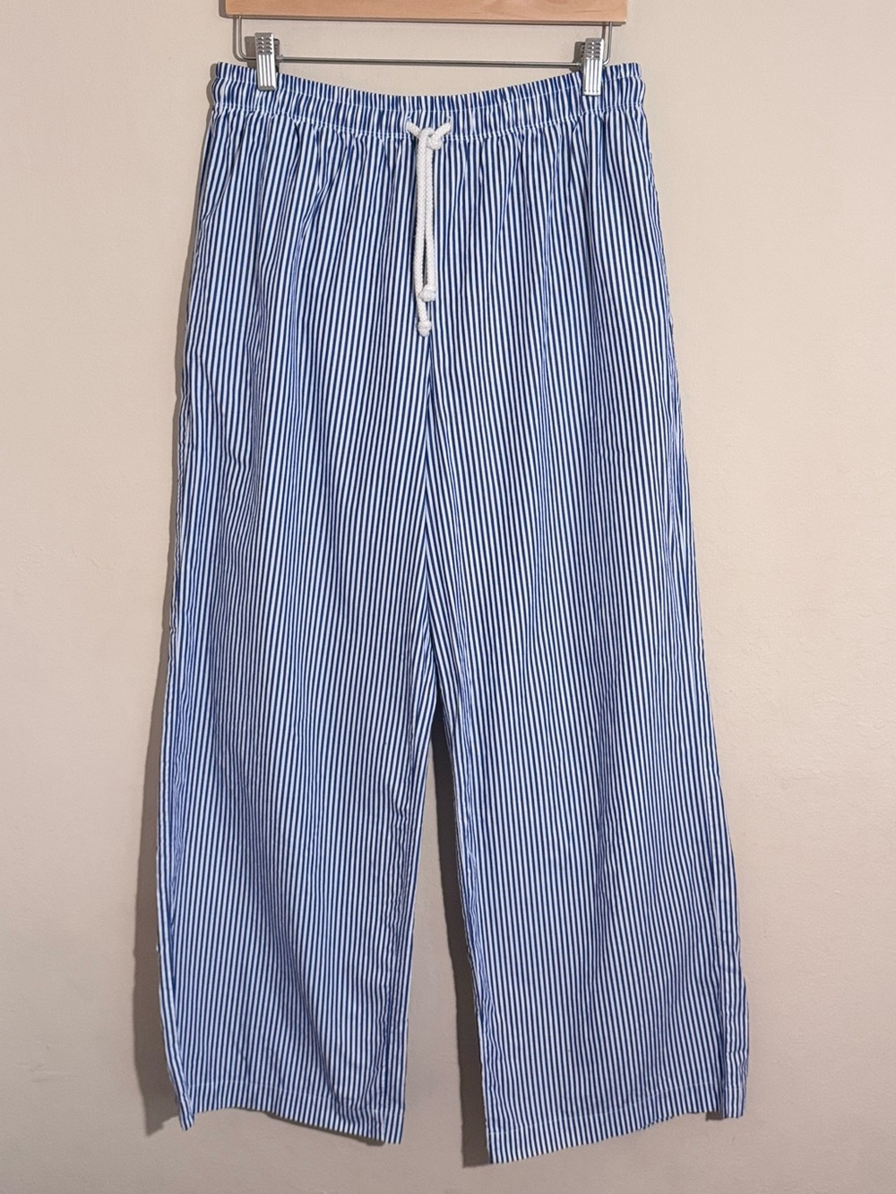 Donni Pop Pant in Navy Stripe Cotton Poplin Size XL - Picture 2 of 9
